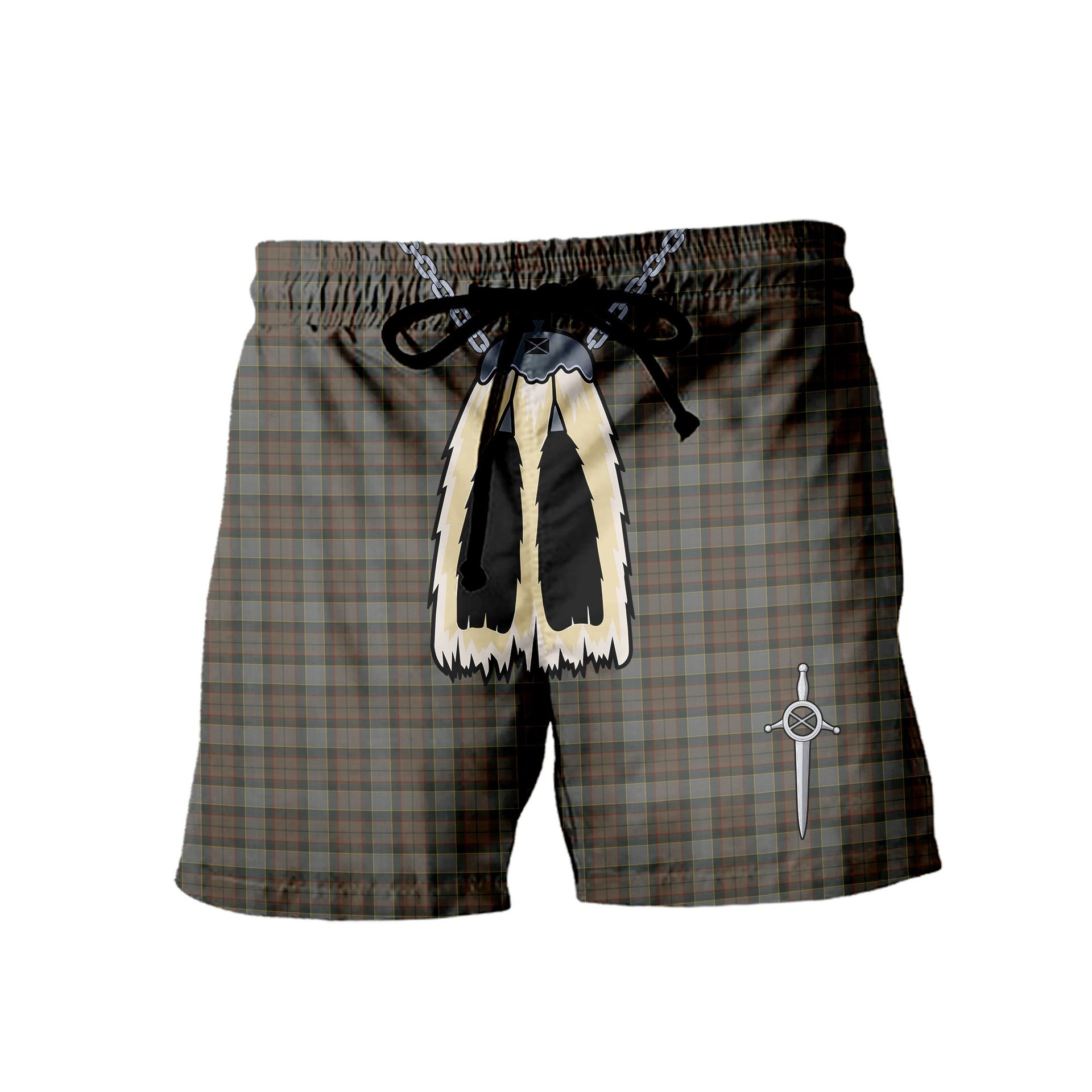 ScotsTee Shop Scottish Outlander Fraser Men's Highland Kilt Sporran Tartan Shorts