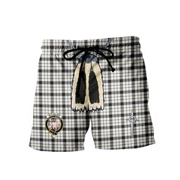 ScotsTee Shop Scottish McFarland Black White Modern Clan Crest Men's Highland Kilt Sporran Tartan Shorts