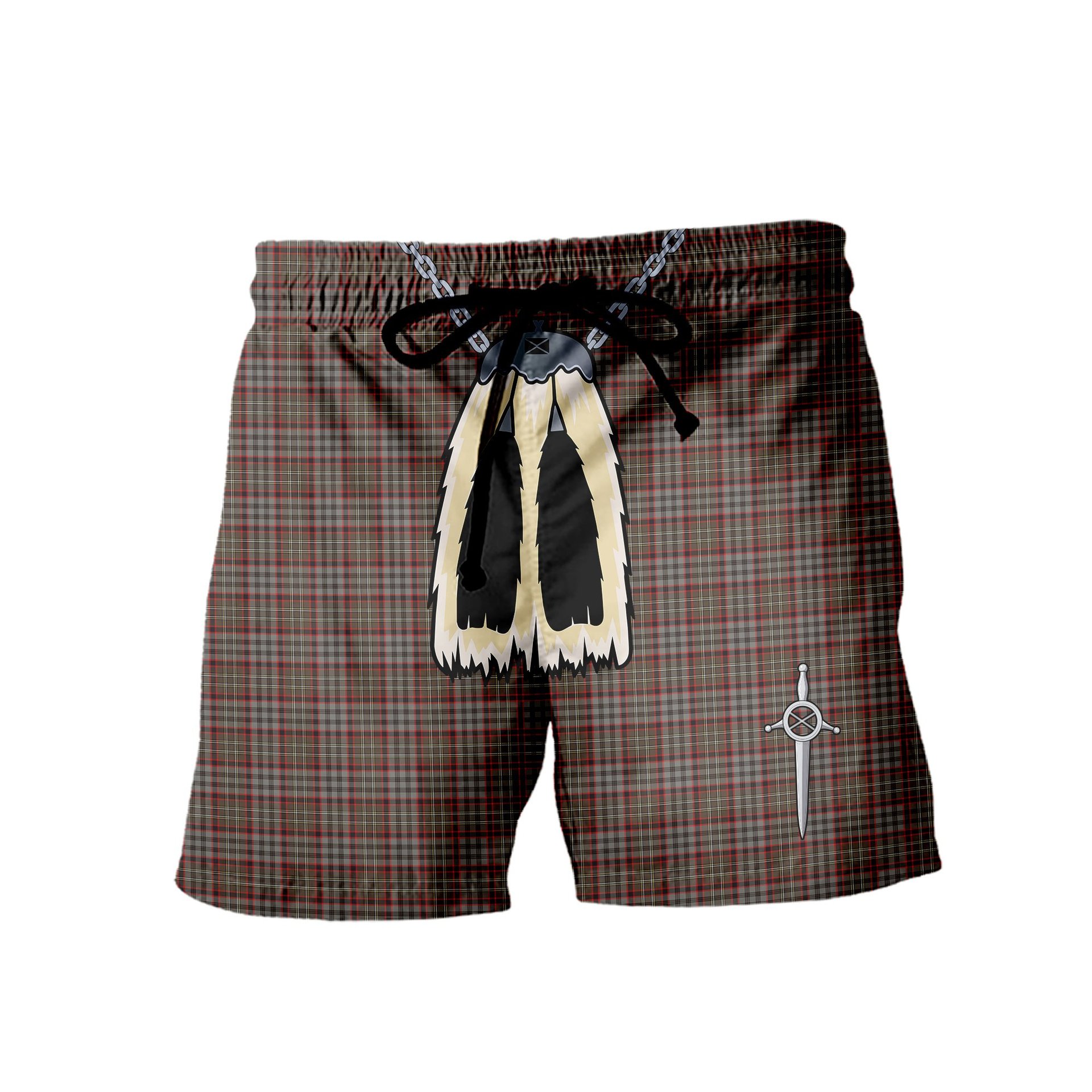 ScotsTee Shop Scottish Nicolson Hunting Weathered Men's Highland Kilt Sporran Tartan Shorts
