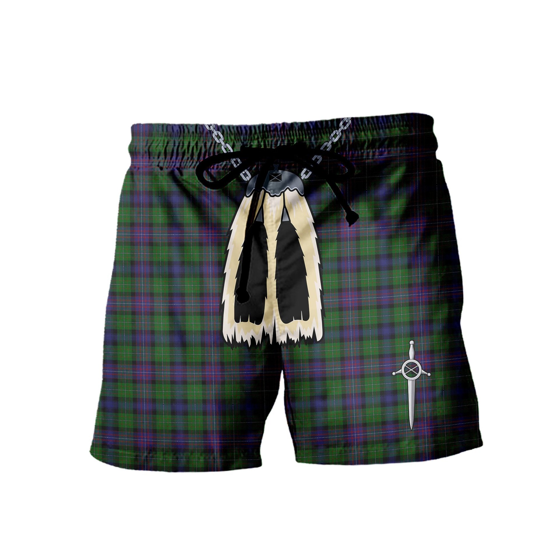 ScotsTee Shop Scottish Rankine Men's Highland Kilt Sporran Tartan Shorts