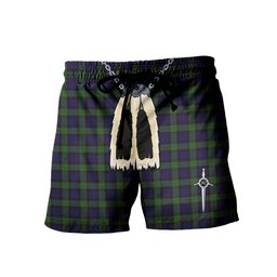 ScotsTee Shop Scottish Nicolson Green Hunting Men's Highland Kilt Sporran Tartan Shorts