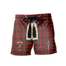 ScotsTee Shop Scottish Russell USA Modern Clan Crest Men's Highland Kilt Sporran Tartan Shorts