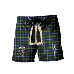 ScotsTee Shop Scottish MacNeill of Barra Modern Clan Crest Men's Highland Kilt Sporran Tartan Shorts