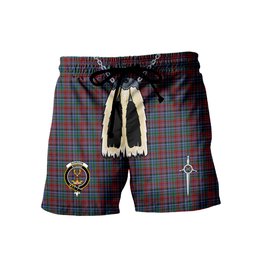 ScotsTee Shop Scottish Gordon Red Clan Crest Men's Highland Kilt Sporran Tartan Shorts