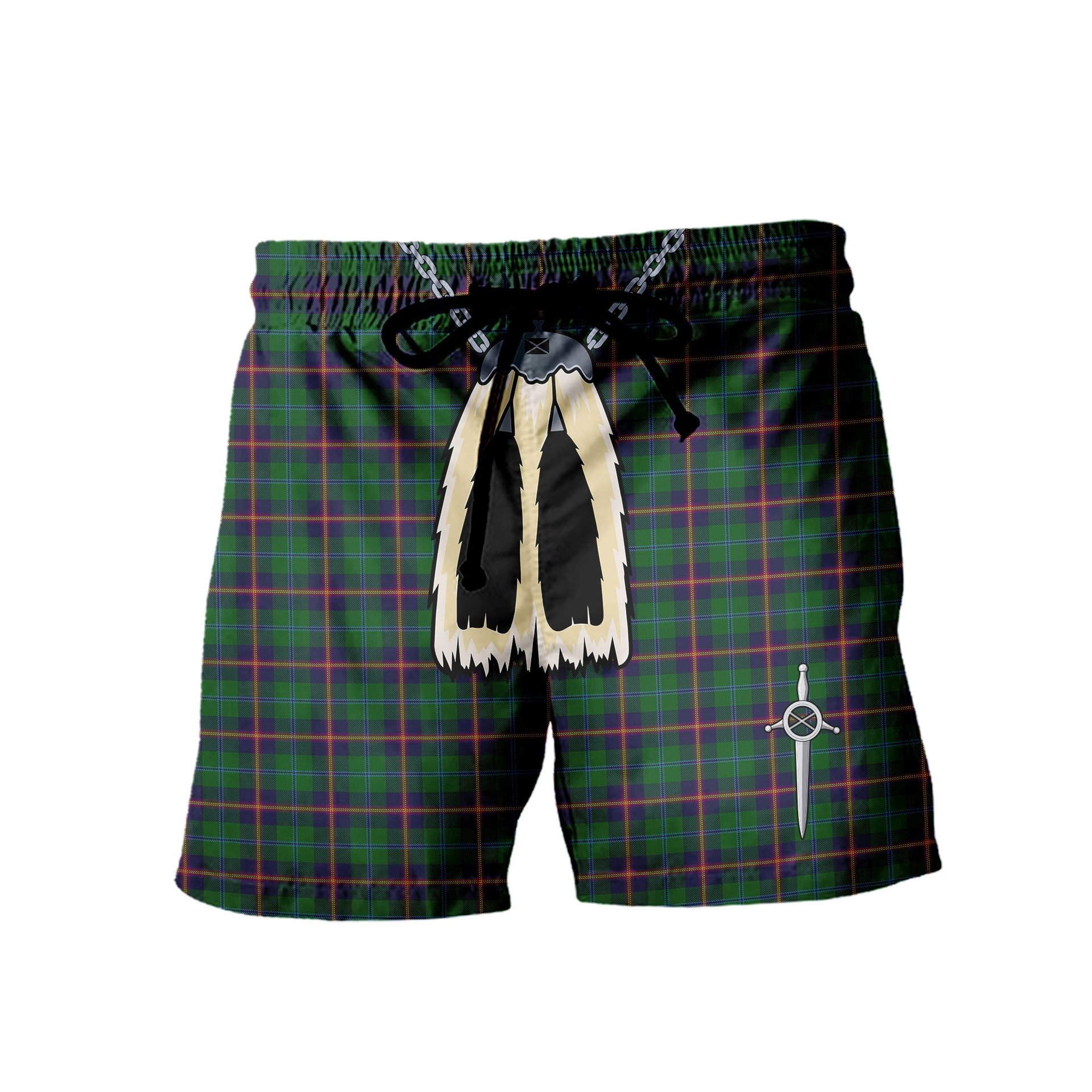 ScotsTee Shop Scottish Young Men's Highland Kilt Sporran Tartan Shorts