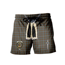 ScotsTee Shop Scottish Gordon Weathered Clan Crest Men's Highland Kilt Sporran Tartan Shorts