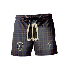 ScotsTee Shop Scottish Fletcher of Dunans SC Clan Crest Men's Highland Kilt Sporran Tartan Shorts