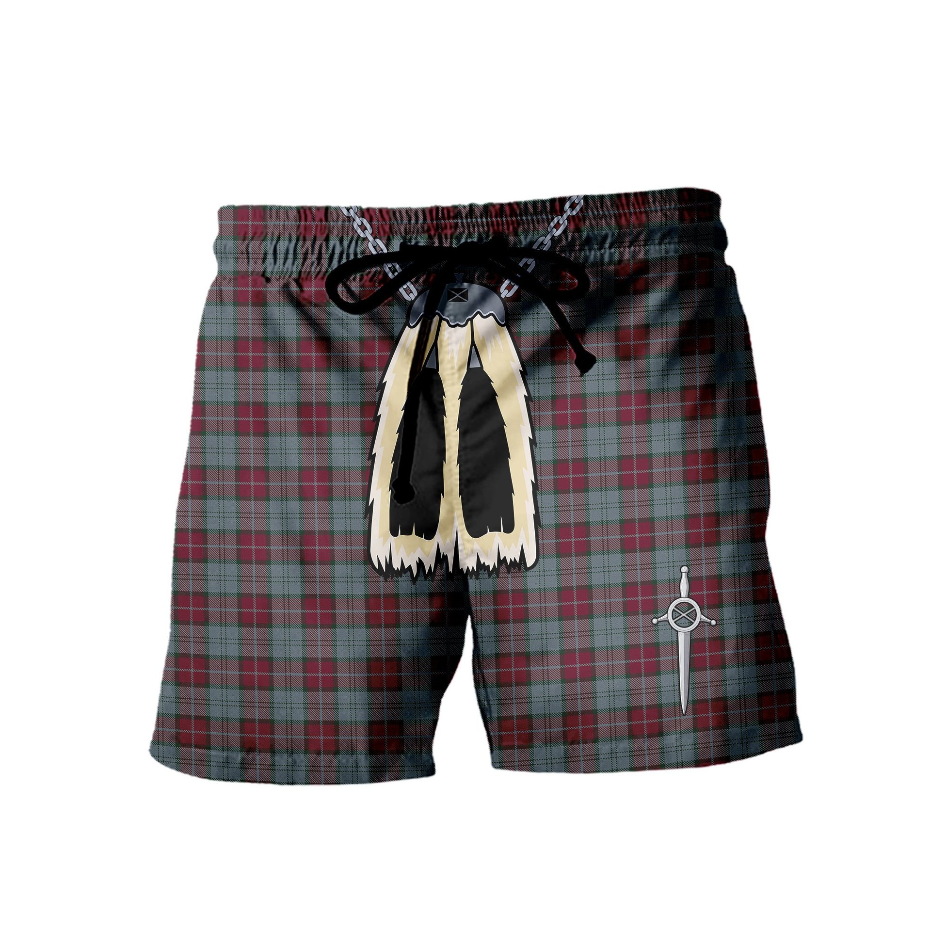 ScotsTee Shop Scottish Rob Roy (Film) Men's Highland Kilt Sporran Tartan Shorts