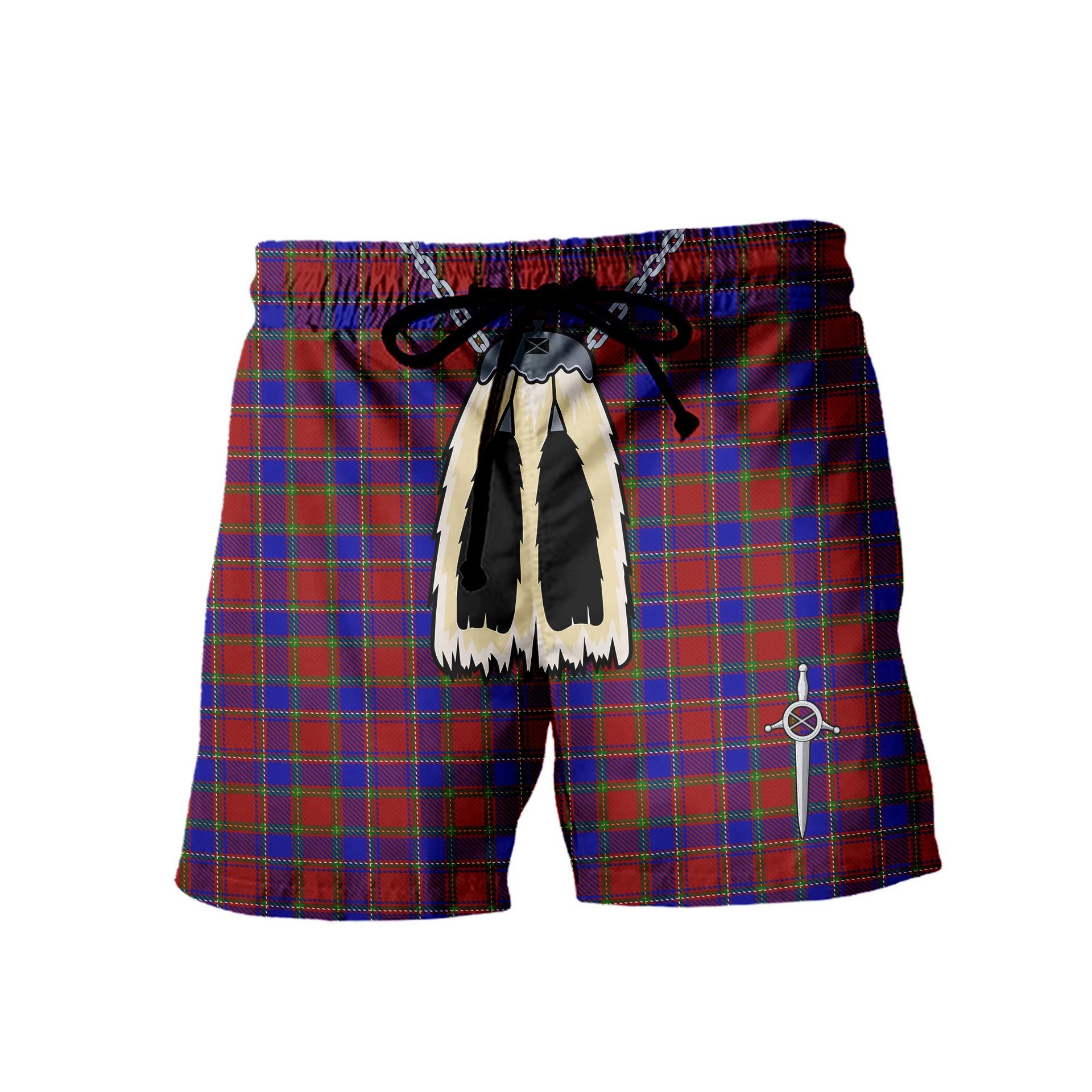 ScotsTee Shop Scottish Mair Men's Highland Kilt Sporran Tartan Shorts