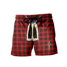 ScotsTee Shop Scottish Wallace Modern Men's Highland Kilt Sporran Tartan Shorts