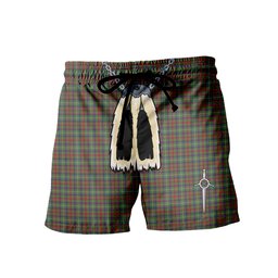 ScotsTee Shop Scottish Shaw Green Modern Men's Highland Kilt Sporran Tartan Shorts