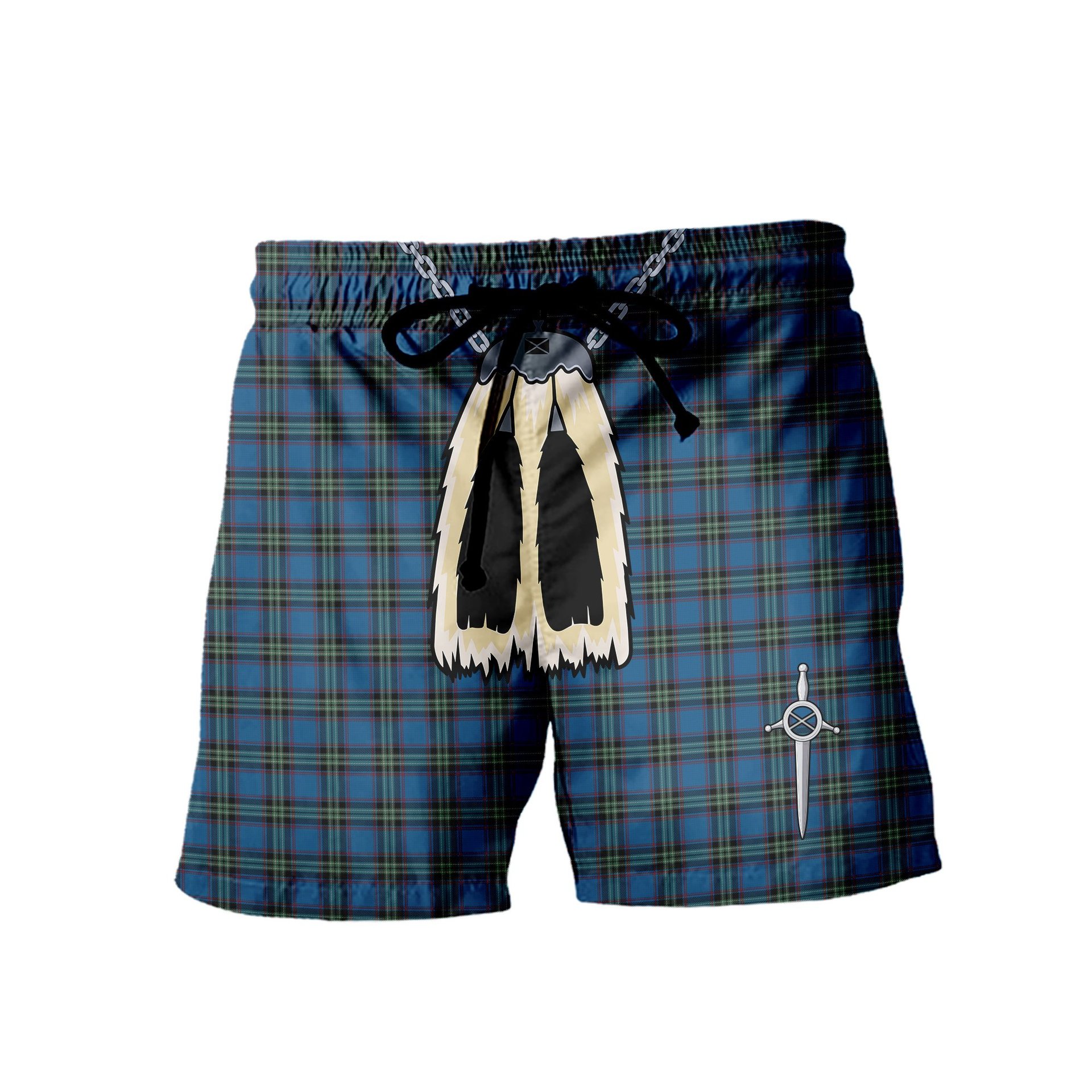 ScotsTee Shop Scottish Parr Men's Highland Kilt Sporran Tartan Shorts