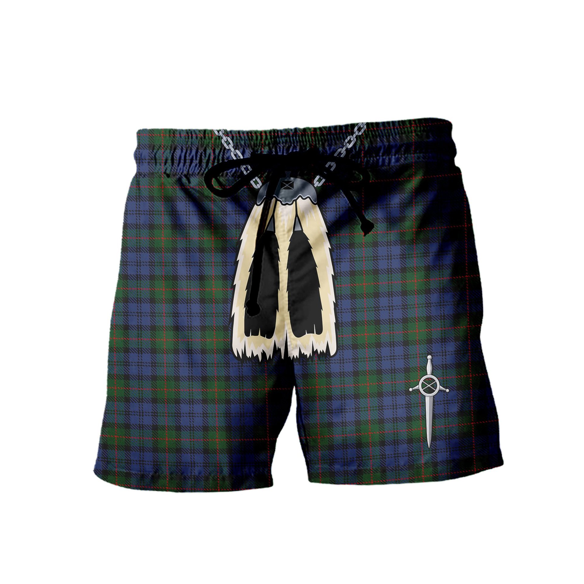 ScotsTee Shop Scottish Murray 1810 Men's Highland Kilt Sporran Tartan Shorts