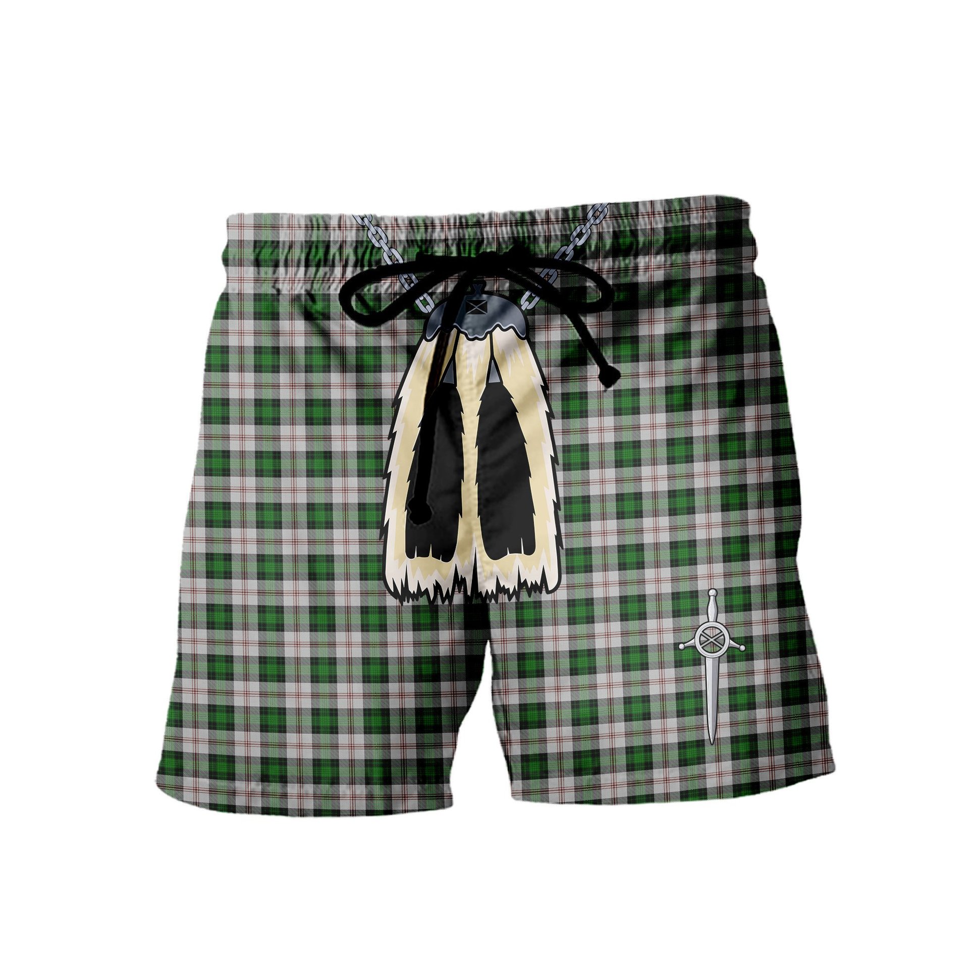 ScotsTee Shop Scottish Ross Arisaid Men's Highland Kilt Sporran Tartan Shorts