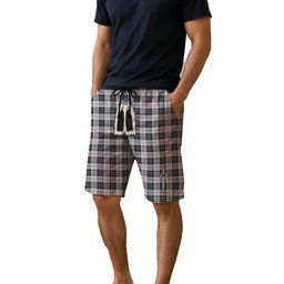 ScotsTee Shop Scottish MacPherson of Cluny Black and White Men's Highland Kilt Sporran Tartan Shorts