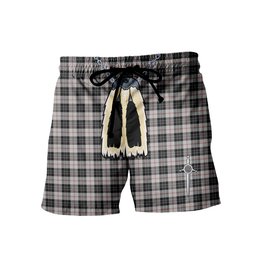 ScotsTee Shop Scottish MacPherson of Cluny Black and White Men's Highland Kilt Sporran Tartan Shorts