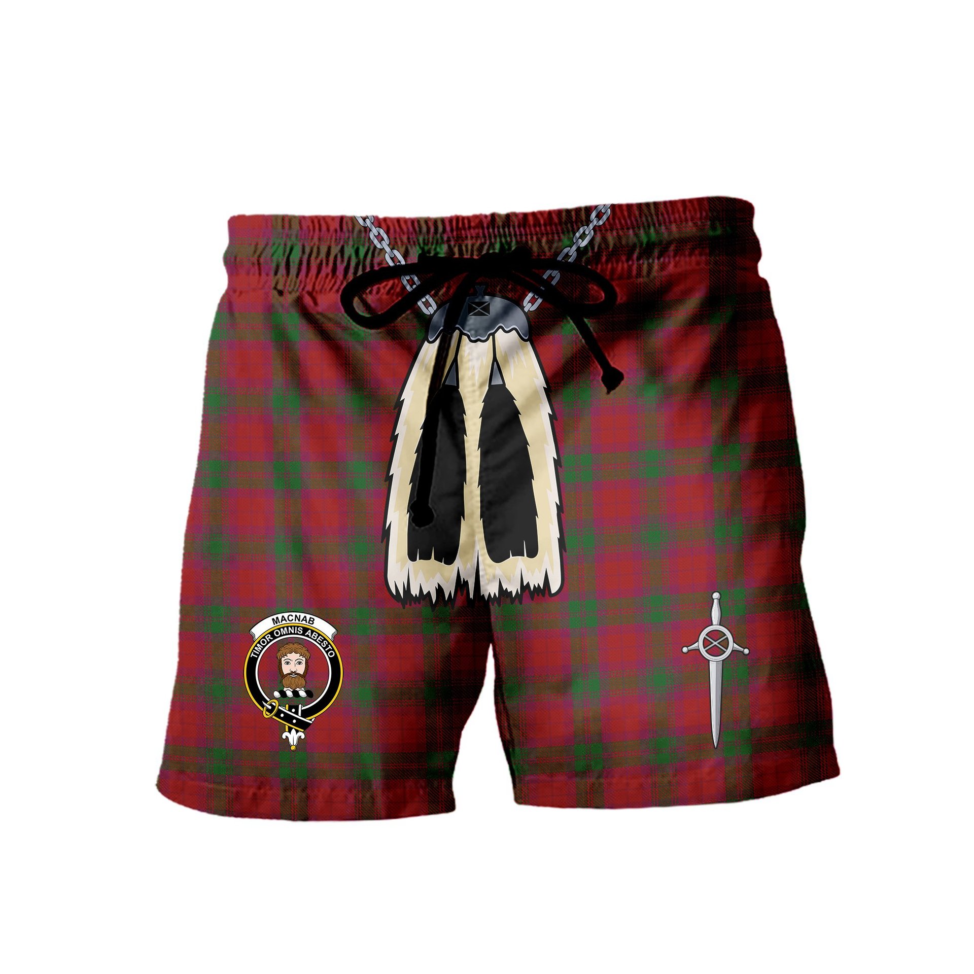 ScotsTee Shop Scottish MacNab Clan Clan Crest Men's Highland Kilt Sporran Tartan Shorts