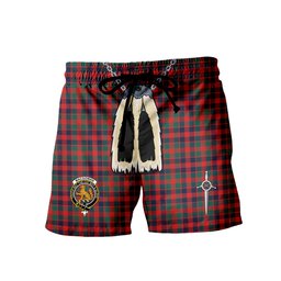 ScotsTee Shop Scottish MacGowan Modern Clan Crest Men's Highland Kilt Sporran Tartan Shorts