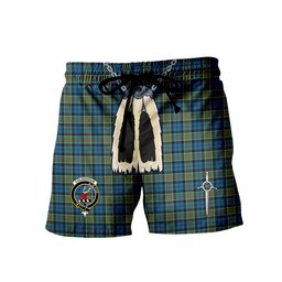 ScotsTee Shop Scottish Colquhoun Ancient Clan Crest Men's Highland Kilt Sporran Tartan Shorts