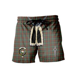 ScotsTee Shop Scottish Shaw Green Modern Clan Crest Men's Highland Kilt Sporran Tartan Shorts