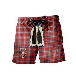 ScotsTee Shop Scottish McFarland Red Modern Clan Crest Men's Highland Kilt Sporran Tartan Shorts