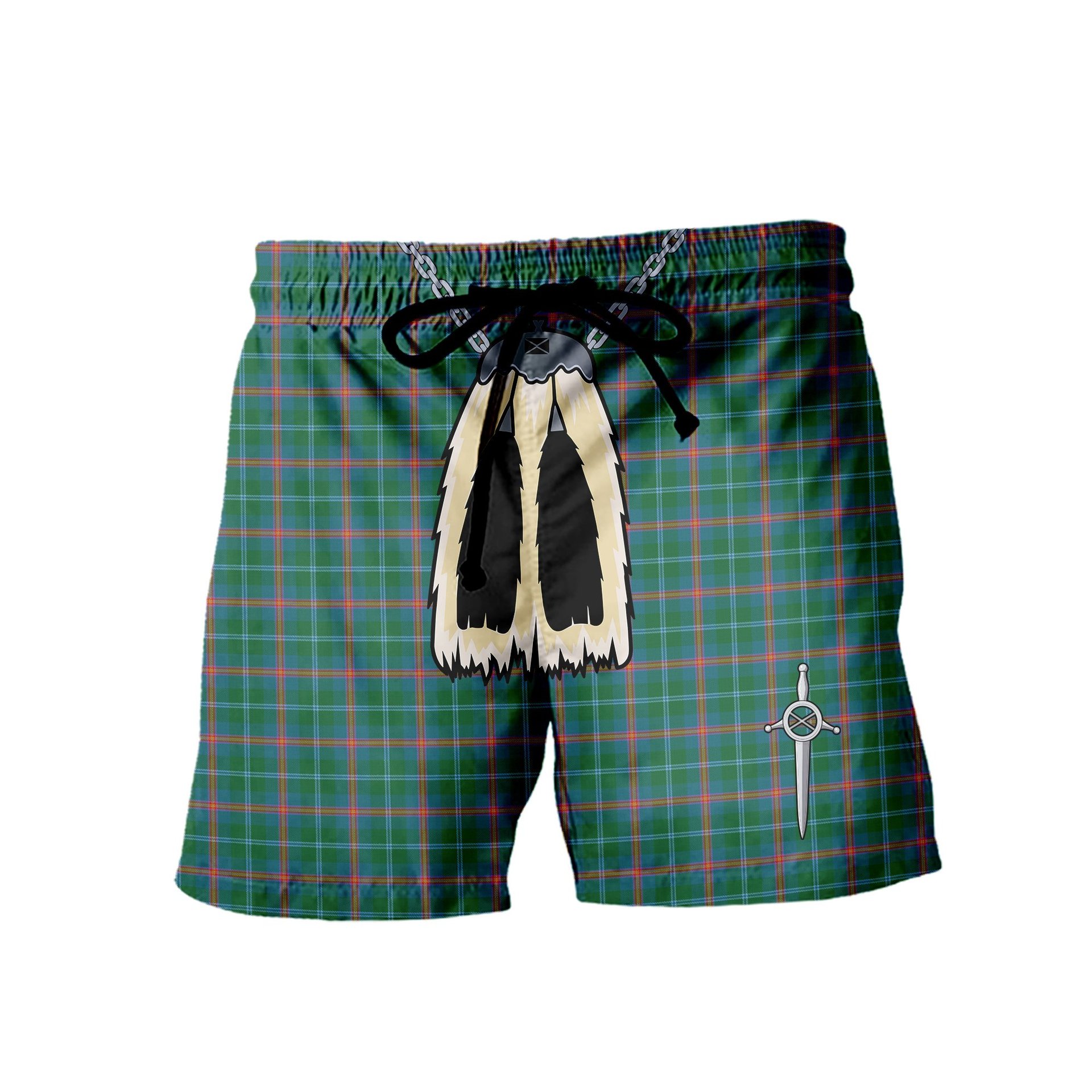 ScotsTee Shop Scottish Young Ancient Clan Men's Highland Kilt Sporran Tartan Shorts