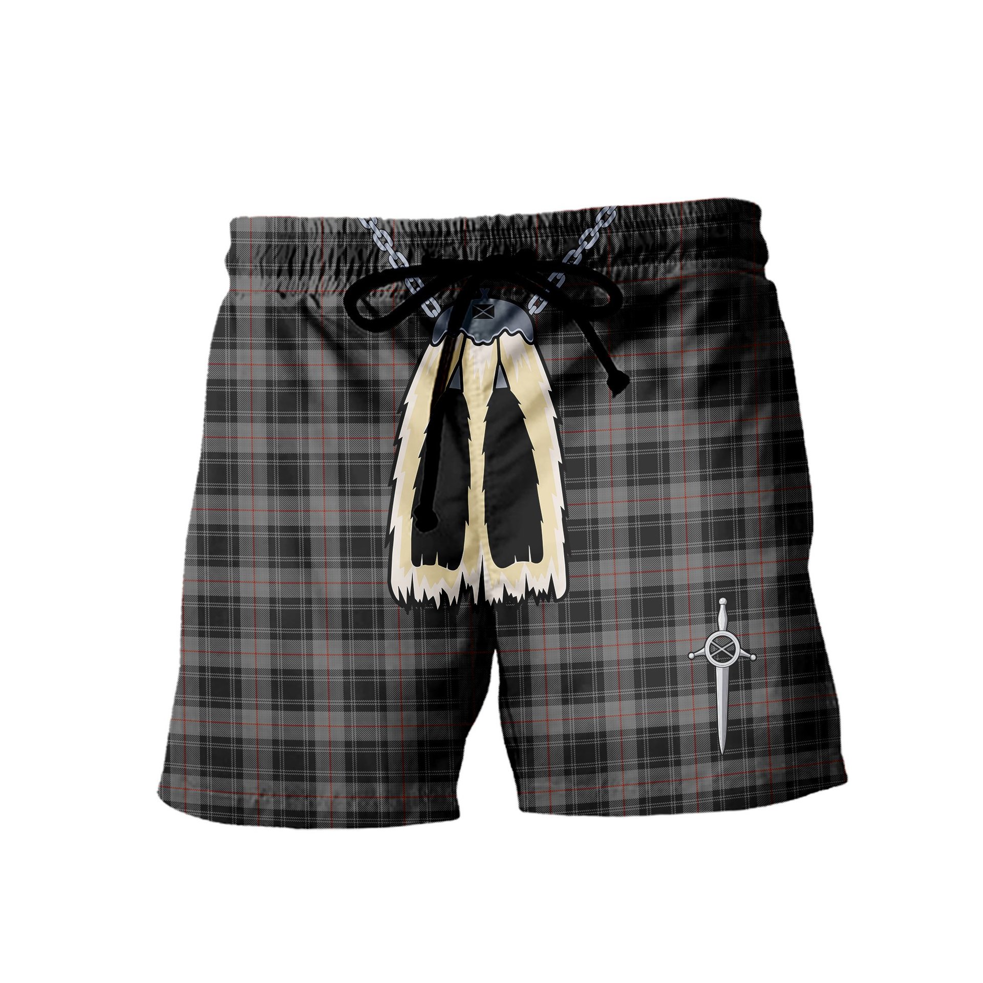 ScotsTee Shop Scottish Moffat Modern Men's Highland Kilt Sporran Tartan Shorts