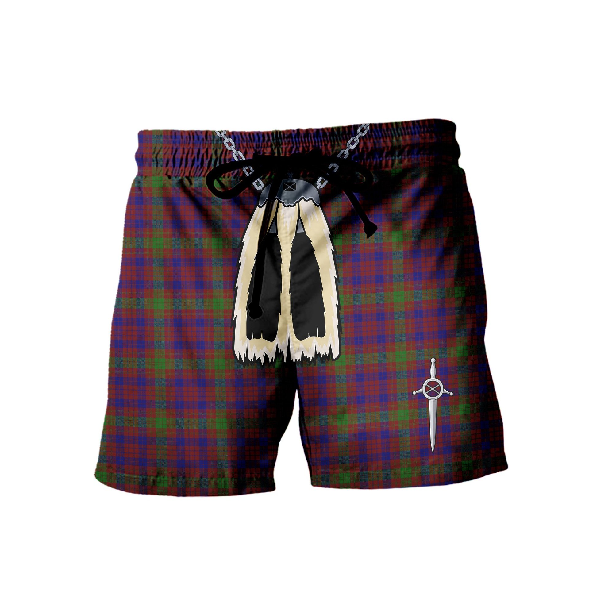 ScotsTee Shop Scottish MacTier of Durris Men's Highland Kilt Sporran Tartan Shorts