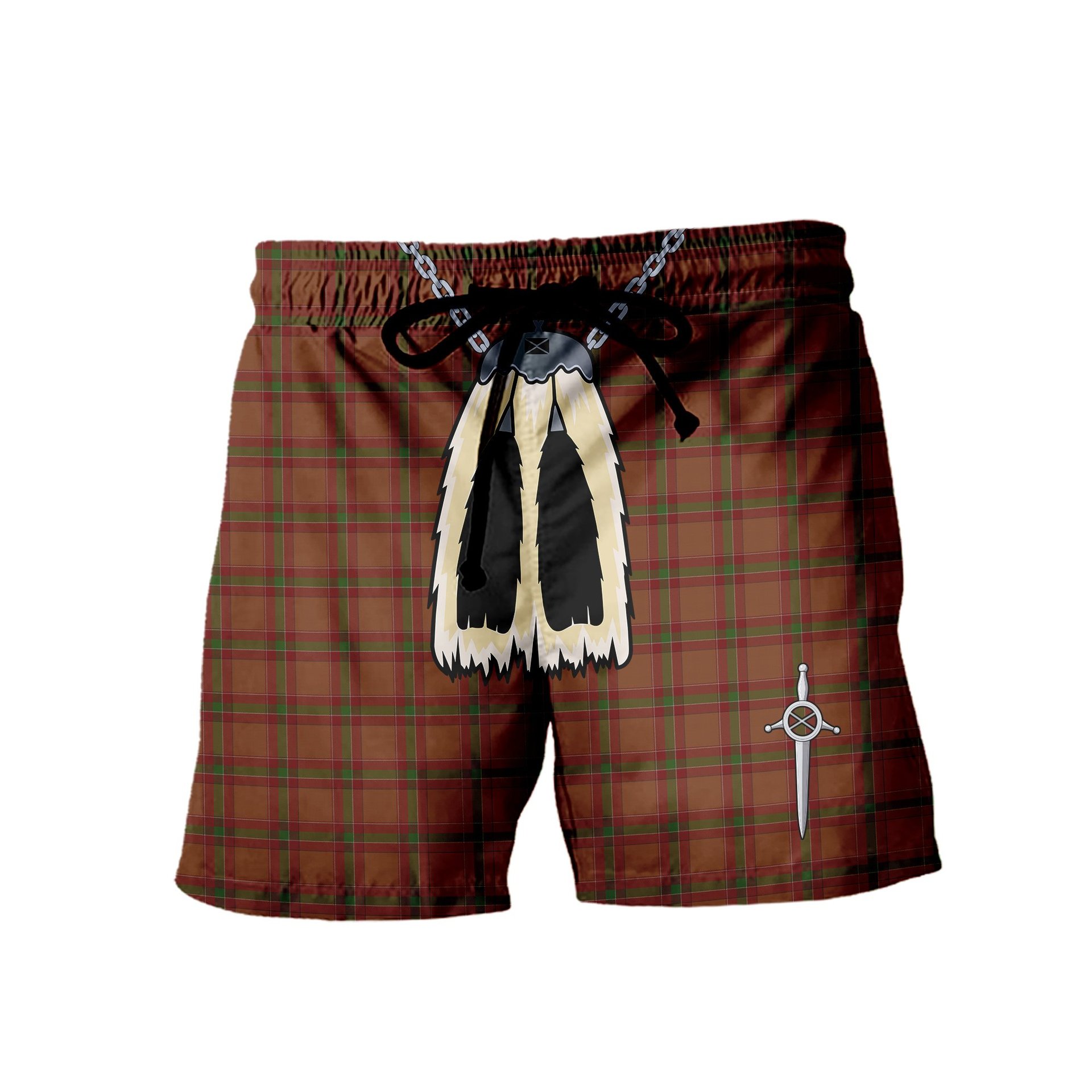 ScotsTee Shop Scottish McBrayer Men's Highland Kilt Sporran Tartan Shorts