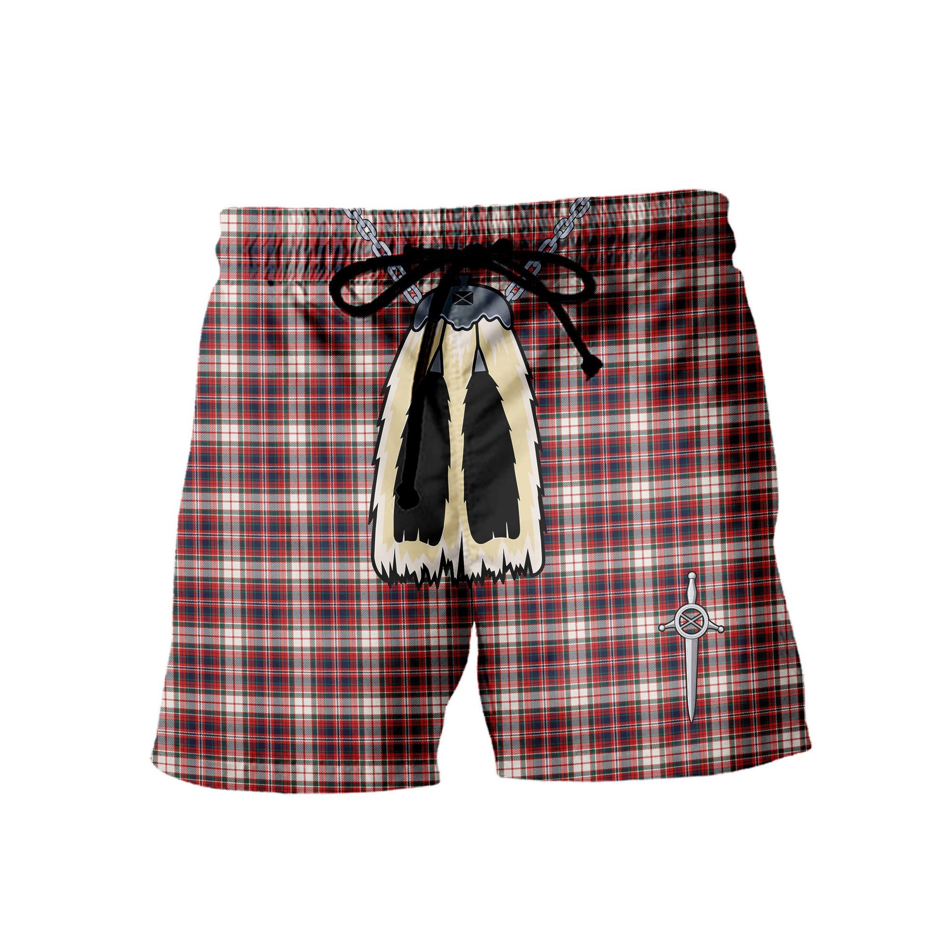 ScotsTee Shop Scottish McFarland Dress Modern Men's Highland Kilt Sporran Tartan Shorts