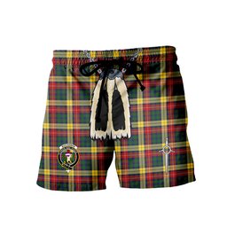 ScotsTee Shop Scottish Buchanan Clan Crest Men's Highland Kilt Sporran Tartan Shorts