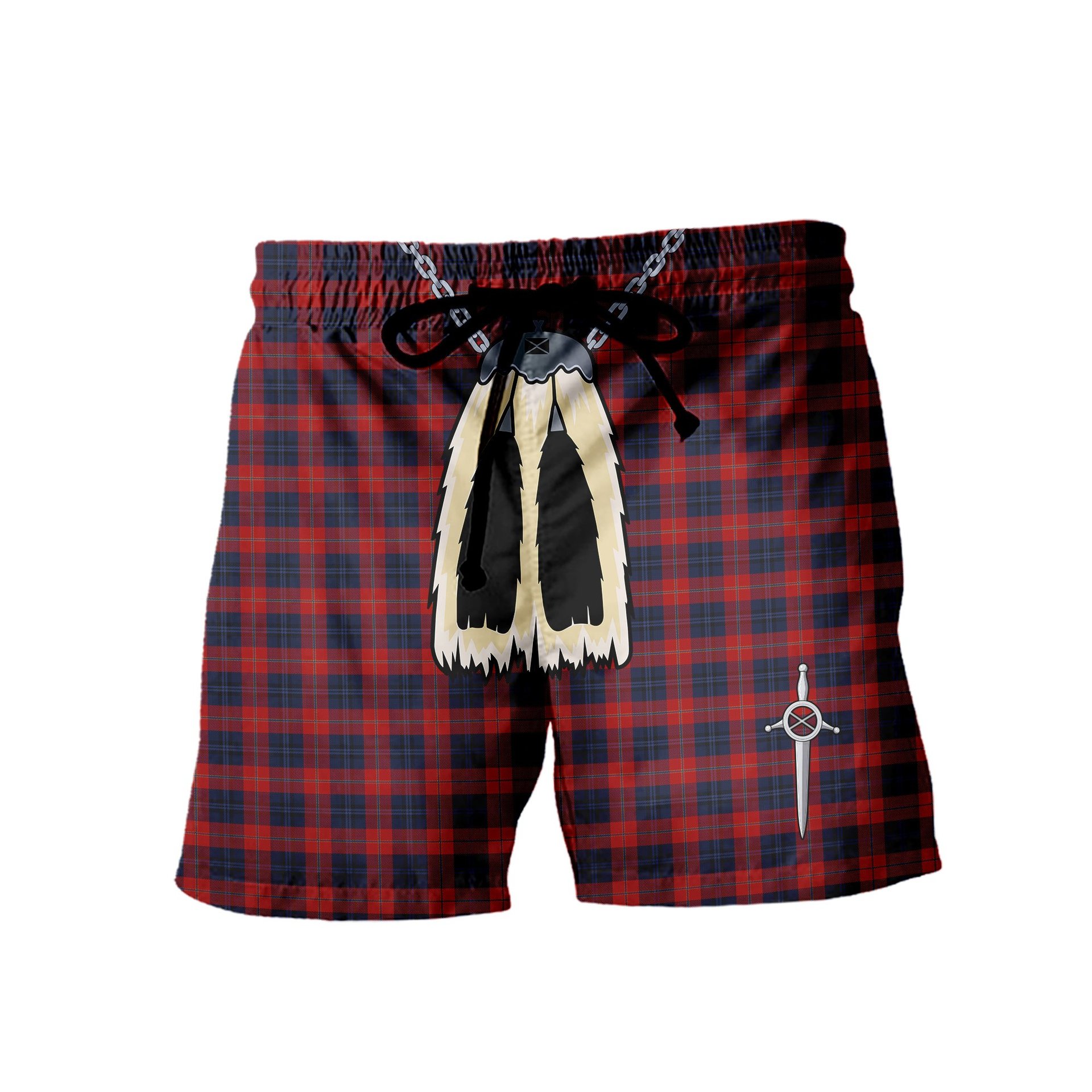 ScotsTee Shop Scottish McKnight Men's Highland Kilt Sporran Tartan Shorts
