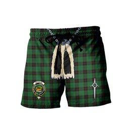 ScotsTee Shop Scottish Douglas Black Clan Crest Men's Highland Kilt Sporran Tartan Shorts