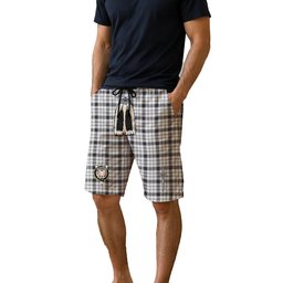 ScotsTee Shop Scottish McFarland Black White Ancient Clan Crest Men's Highland Kilt Sporran Tartan Shorts