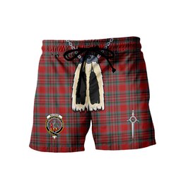 ScotsTee Shop Scottish MacBain Clan Crest Men's Highland Kilt Sporran Tartan Shorts