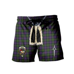 ScotsTee Shop Scottish Donald Clan Crest Men's Highland Kilt Sporran Tartan Shorts