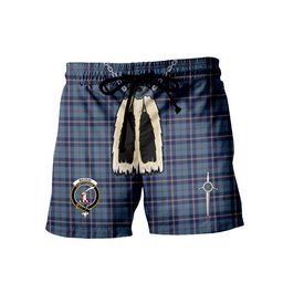 ScotsTee Shop Scottish MacRae of America Clan Crest Men's Highland Kilt Sporran Tartan Shorts