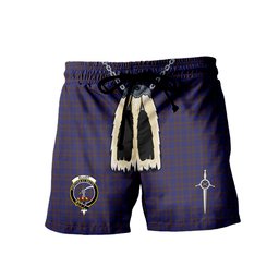 ScotsTee Shop Scottish Elliot Clan Crest Men's Highland Kilt Sporran Tartan Shorts