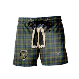 ScotsTee Shop Scottish MacLellan Ancient Clan Crest Men's Highland Kilt Sporran Tartan Shorts