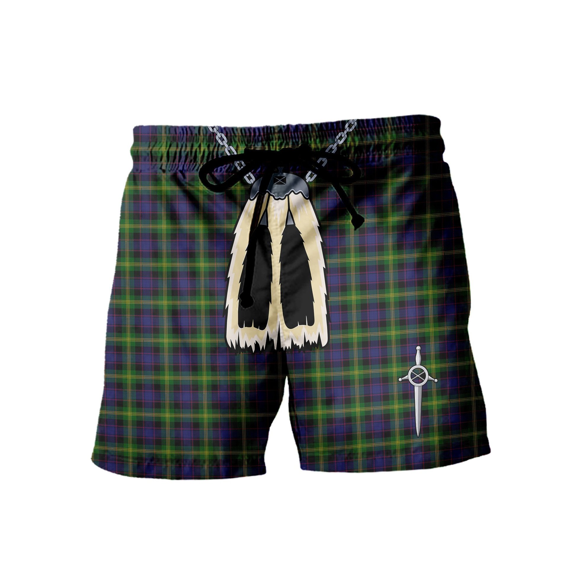ScotsTee Shop Scottish Watson Men's Highland Kilt Sporran Tartan Shorts