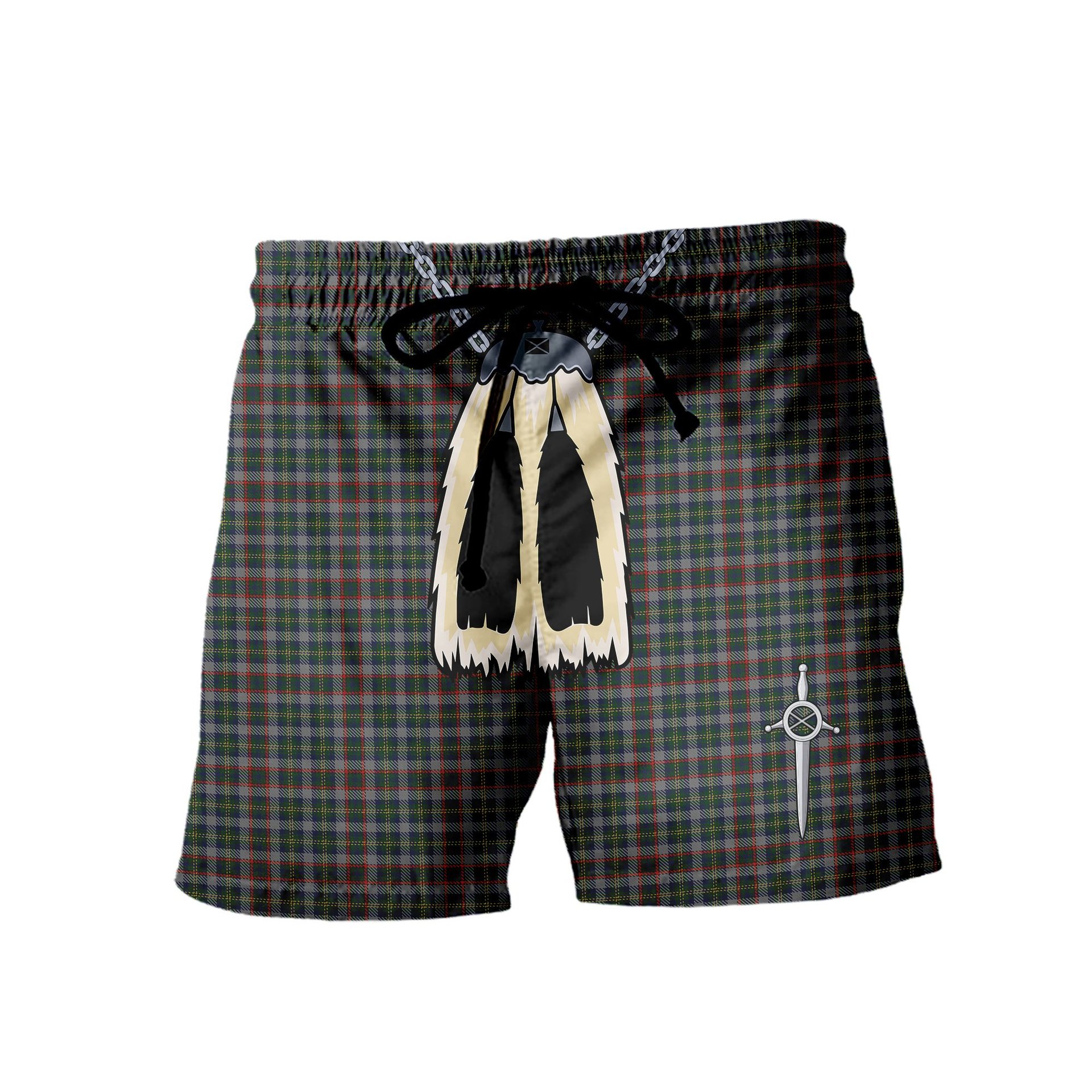 ScotsTee Shop Scottish Penman 2 Men's Highland Kilt Sporran Tartan Shorts