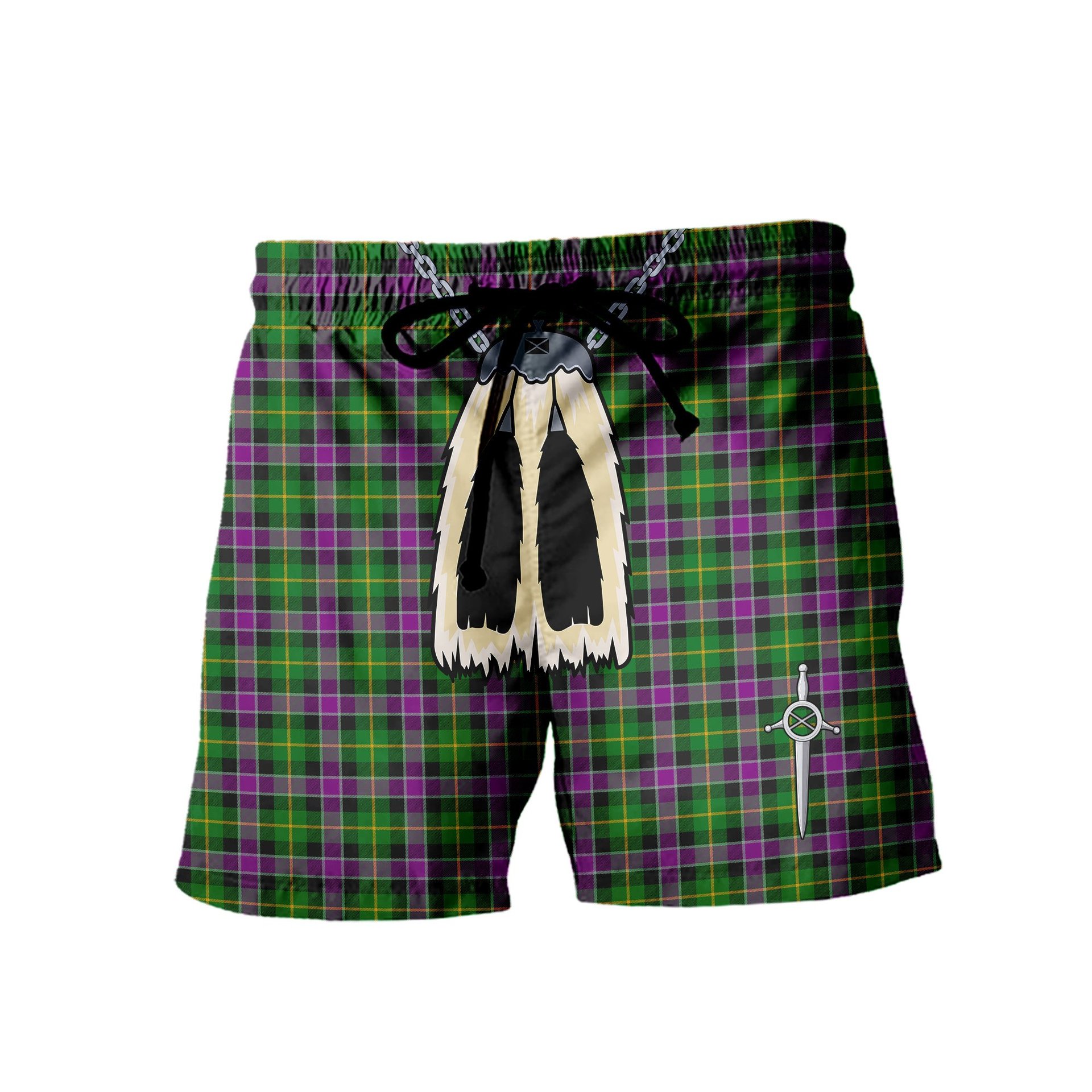 ScotsTee Shop Scottish Selkirk Men's Highland Kilt Sporran Tartan Shorts