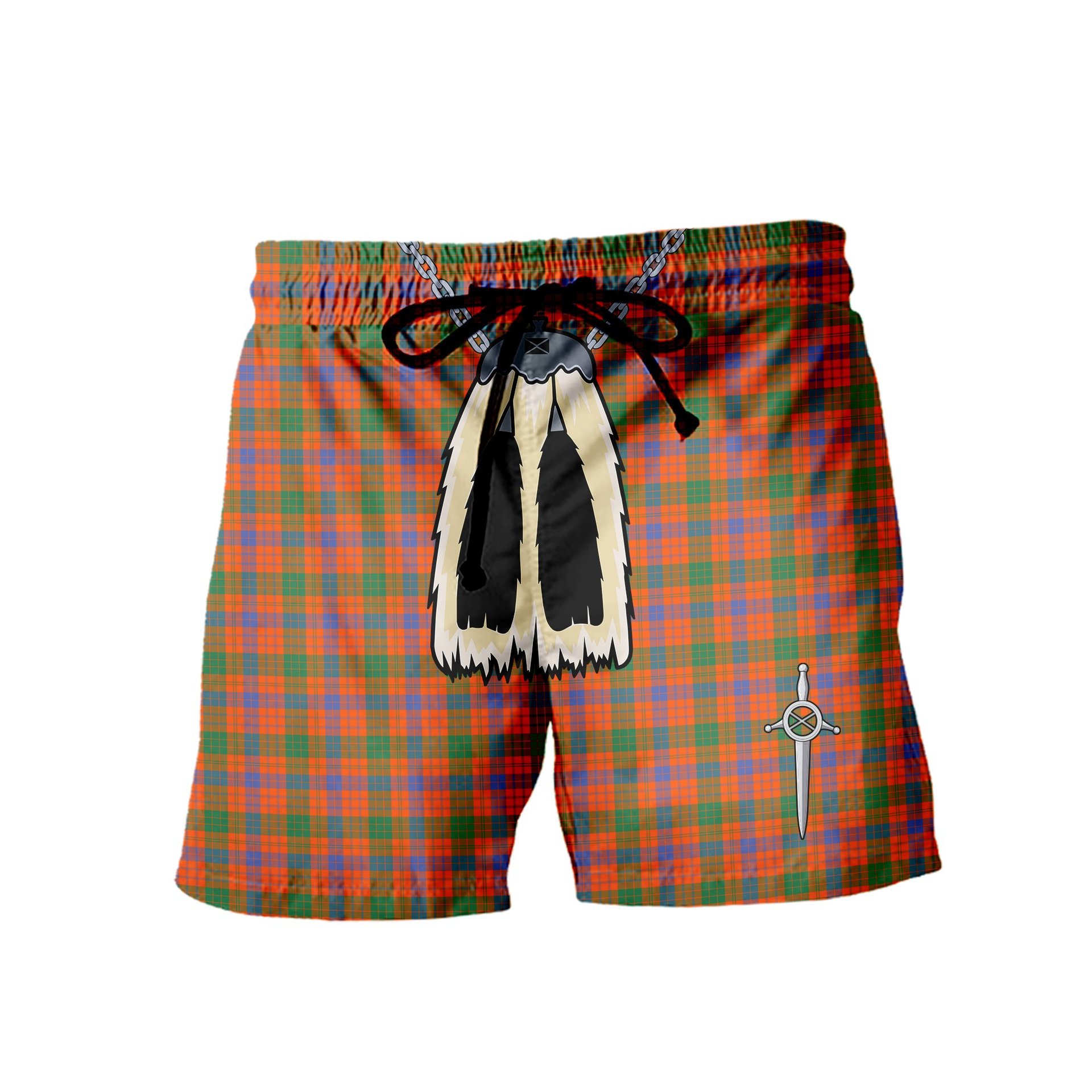 ScotsTee Shop Scottish Ross Ancient Men's Highland Kilt Sporran Tartan Shorts