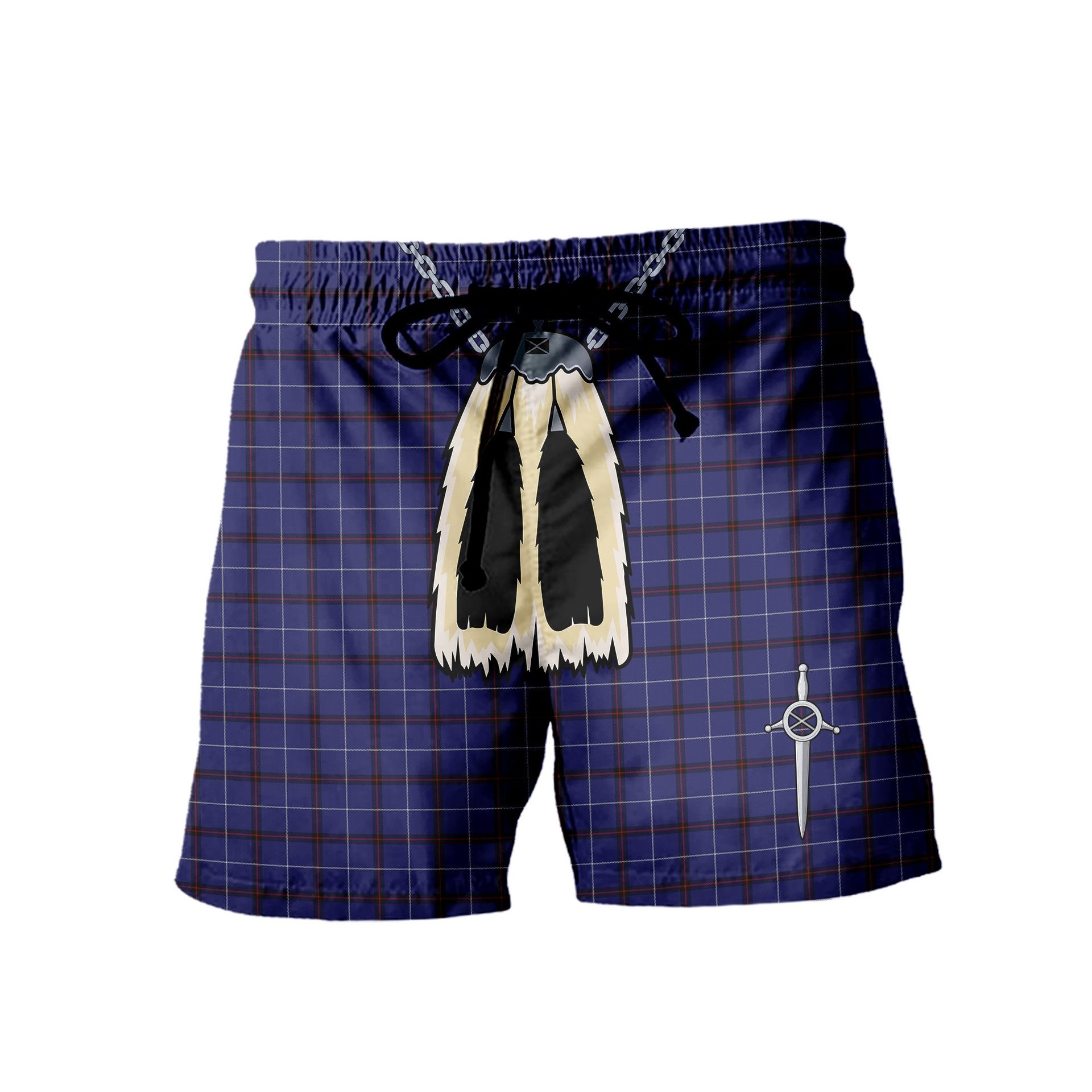 ScotsTee Shop Scottish McCallie Men's Highland Kilt Sporran Tartan Shorts