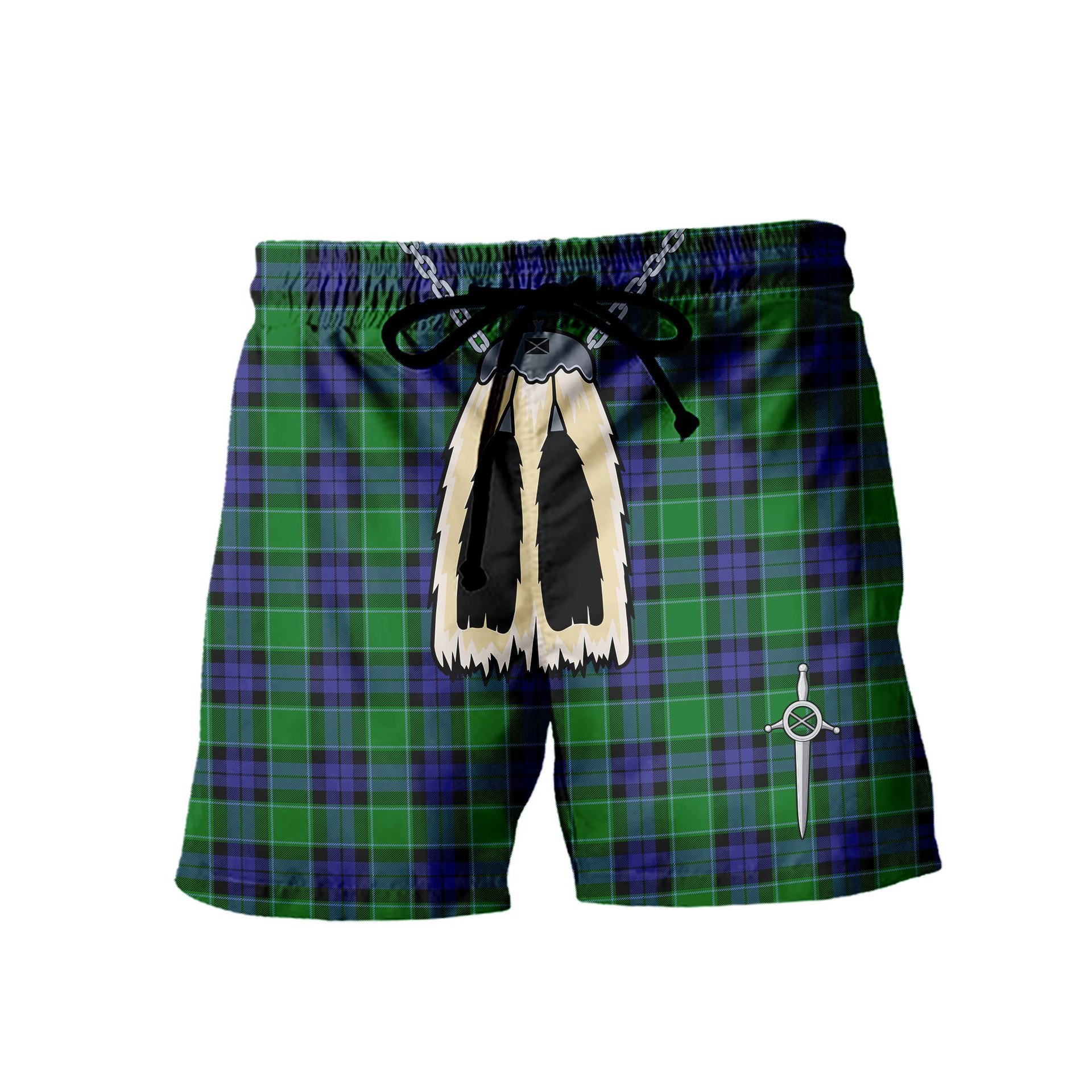 ScotsTee Shop Scottish Monteith Men's Highland Kilt Sporran Tartan Shorts
