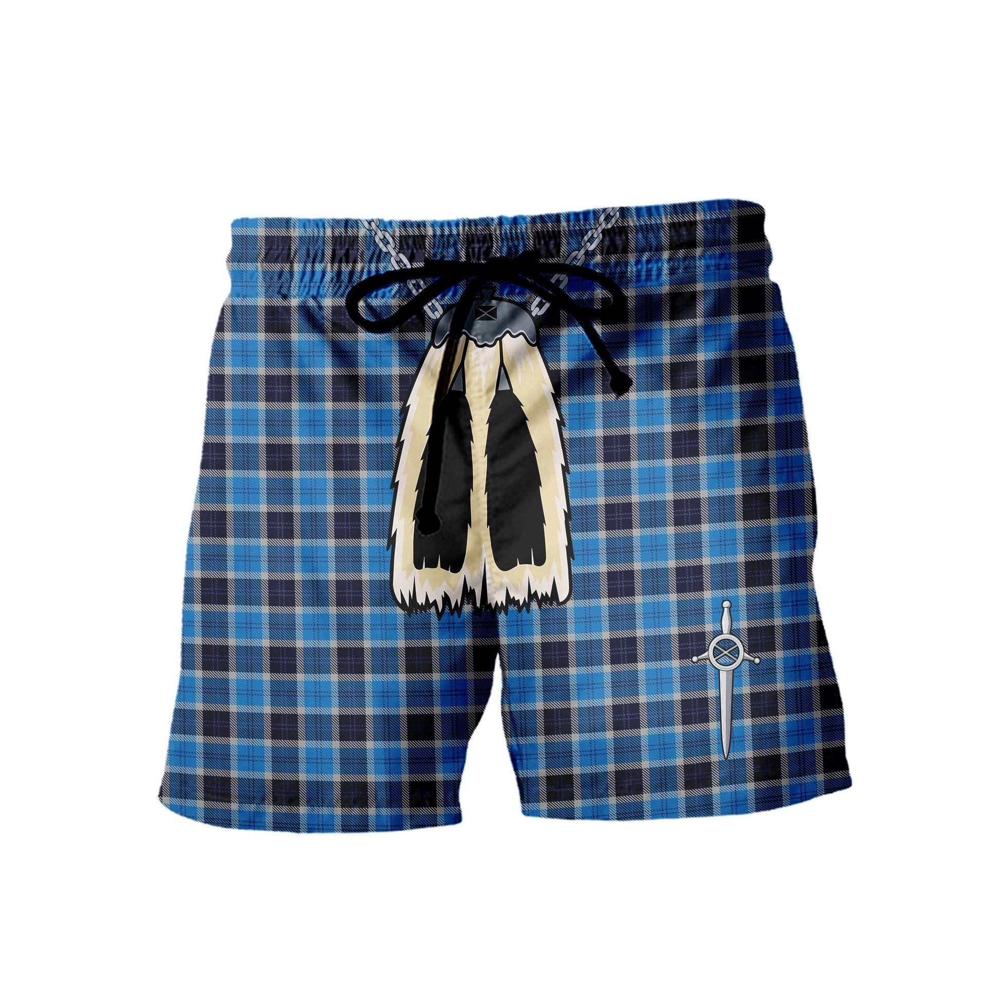 ScotsTee Shop Scottish Strathclyde Men's Highland Kilt Sporran Tartan Shorts