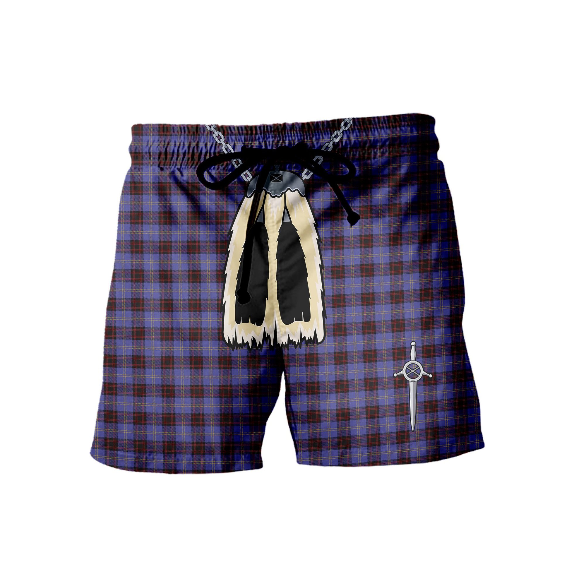 ScotsTee Shop Scottish Rutherford Men's Highland Kilt Sporran Tartan Shorts
