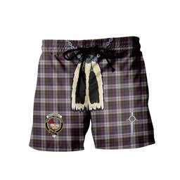 ScotsTee Shop Scottish MacDonald Dress Modern Clan Crest Men's Highland Kilt Sporran Tartan Shorts