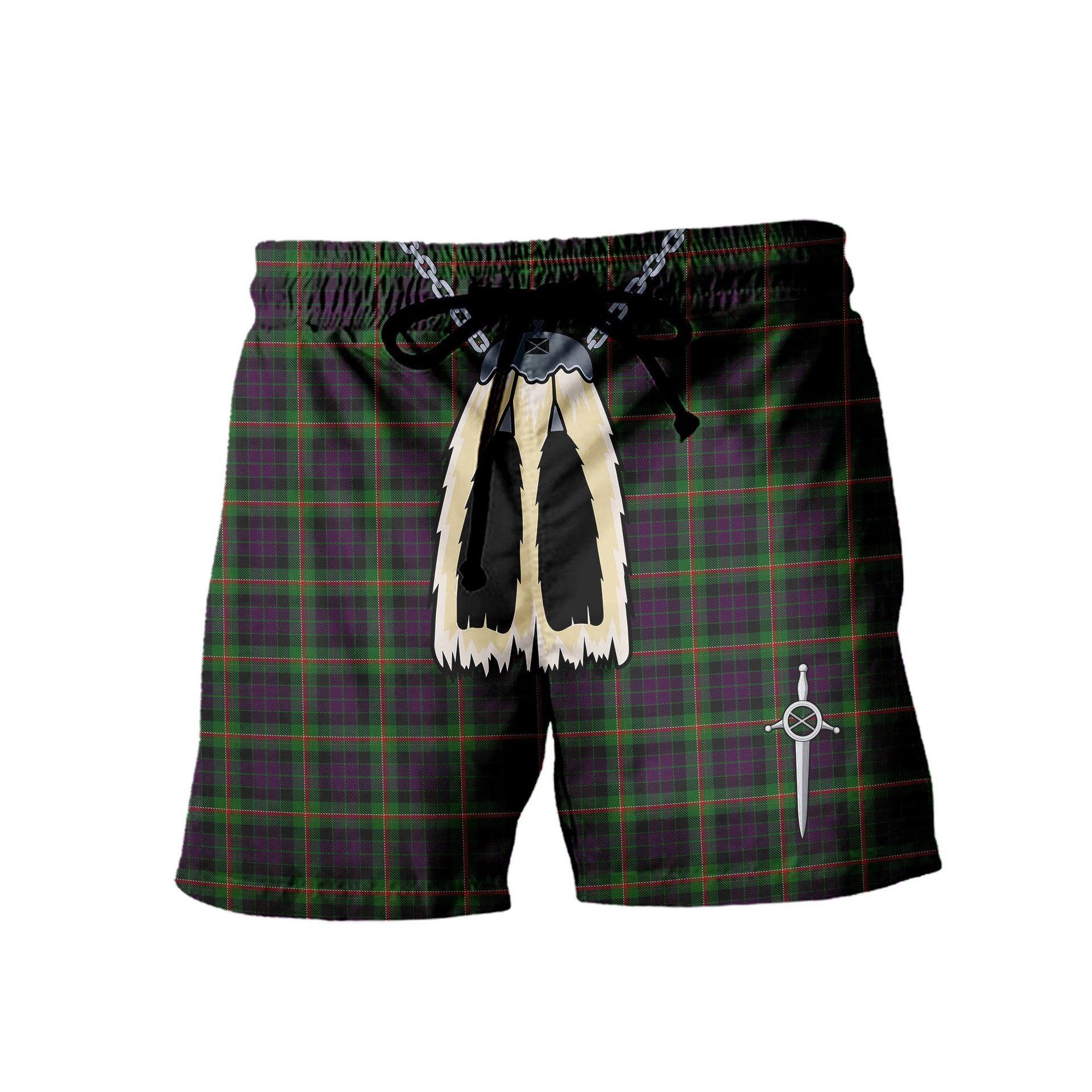 ScotsTee Shop Scottish Paget Men's Highland Kilt Sporran Tartan Shorts