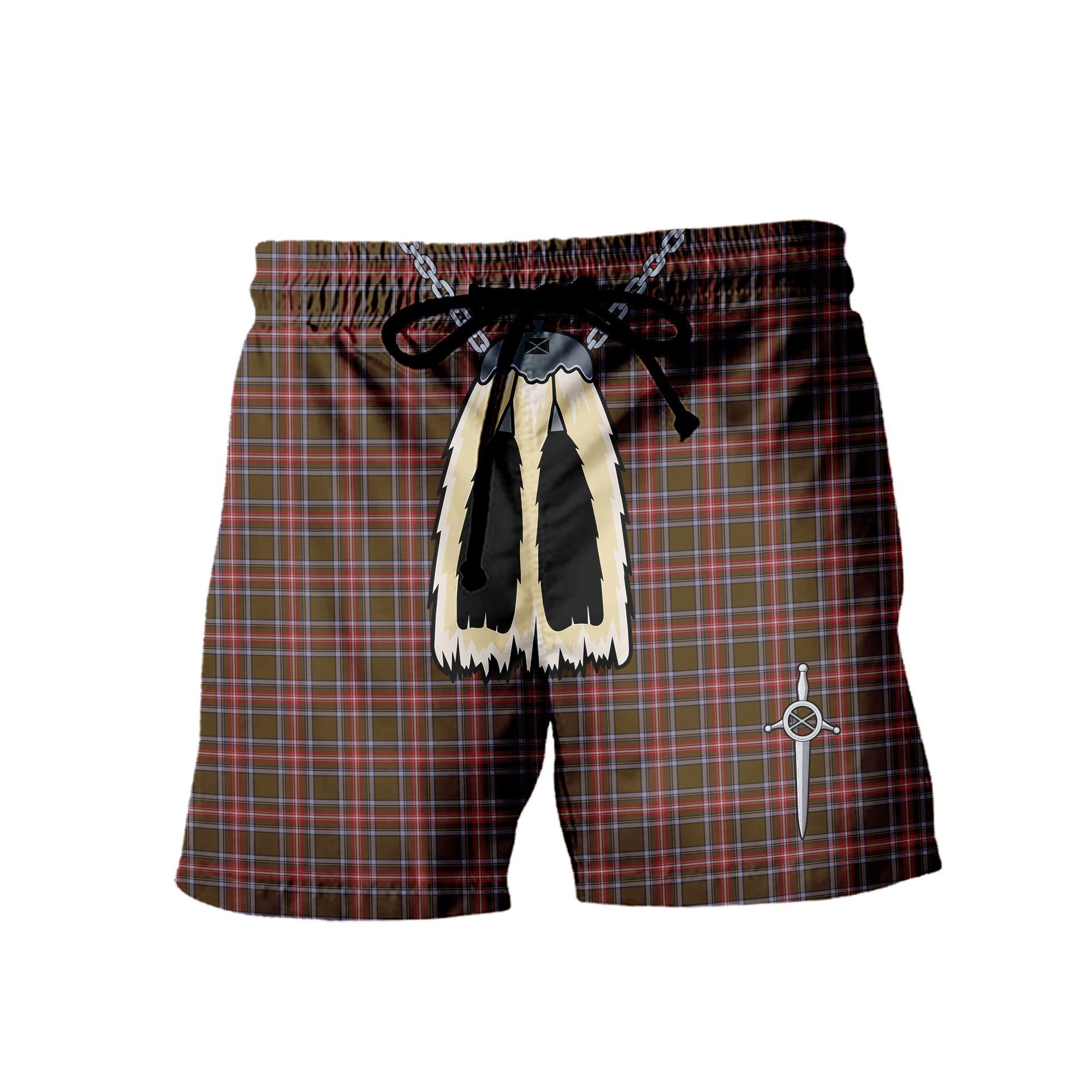 ScotsTee Shop Scottish Sillars Men's Highland Kilt Sporran Tartan Shorts